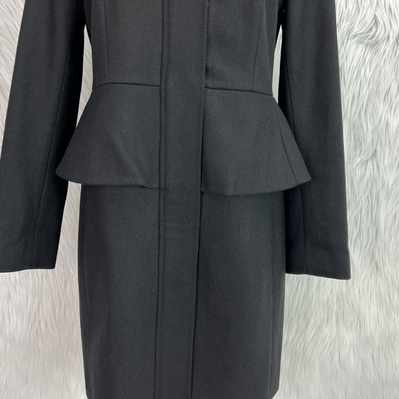 Banana Republic Black Wool Coat Jacket Peplum‎ Ladycoat Classic Going Out Party - Picture 10 of 16